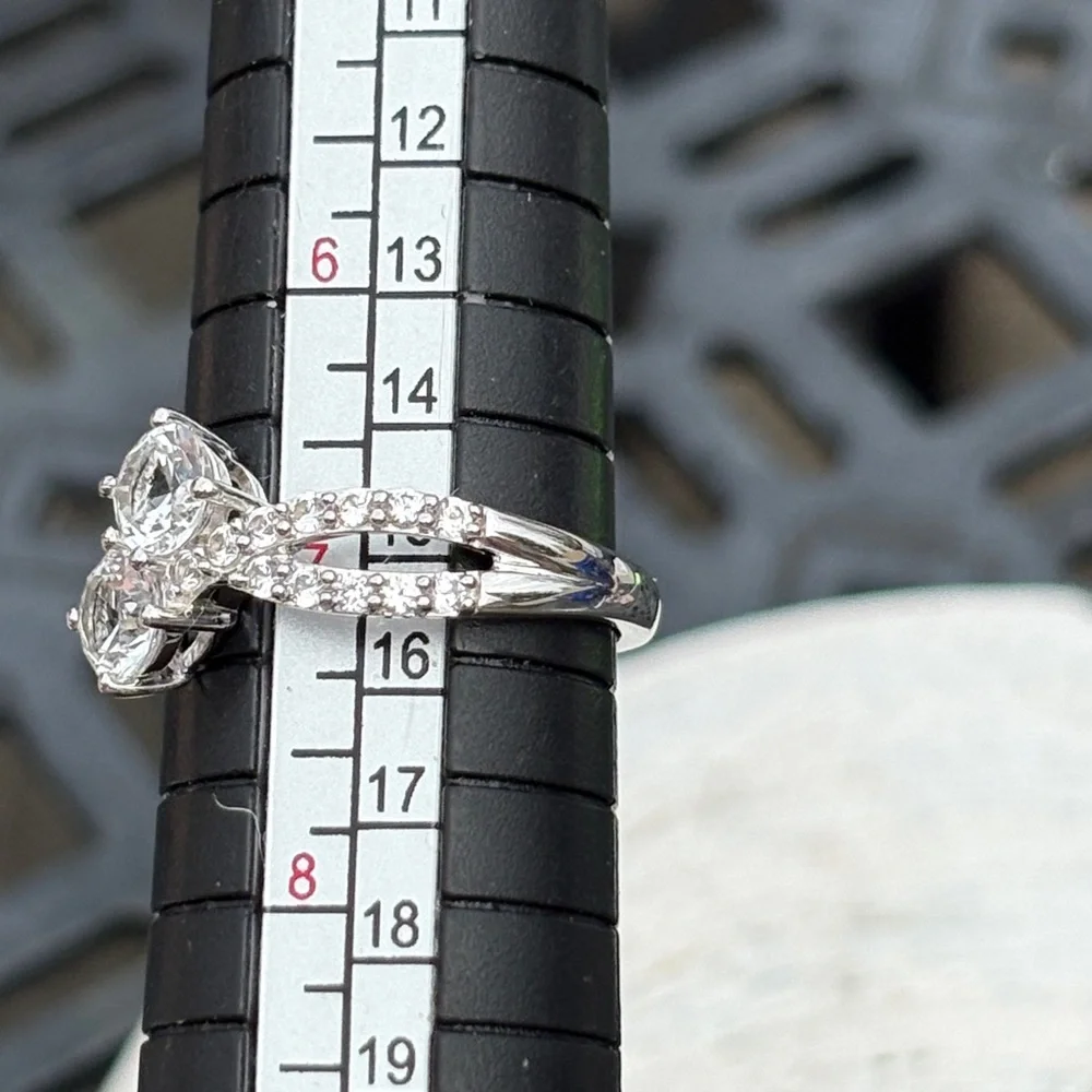 Genuine Lab Created 1.60 ct White Sapphire Bypass Ring Size 7 Sterling Silver